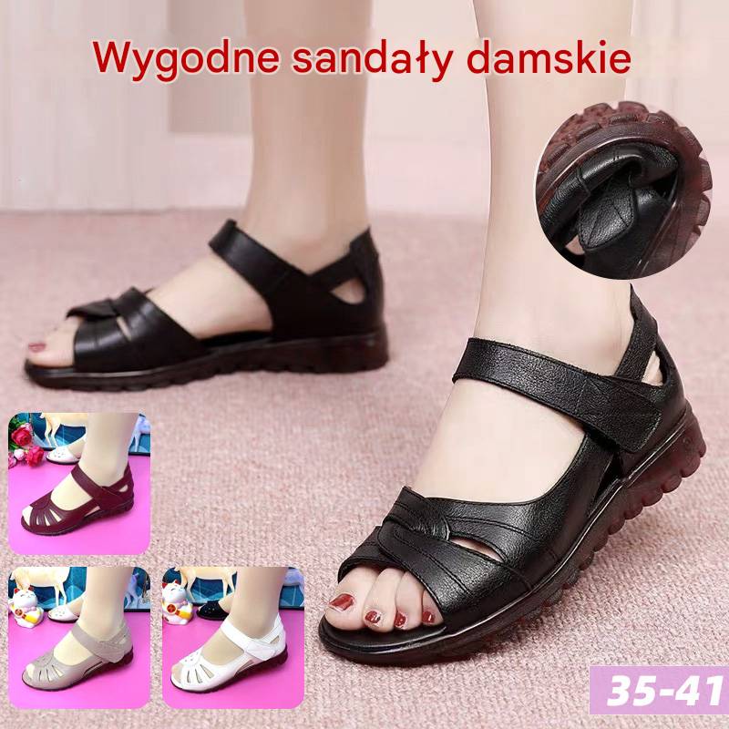 🔥【35-41】Wciąż nowe na lato, wygodne damskie skórzane sandały z miękką podeszwą