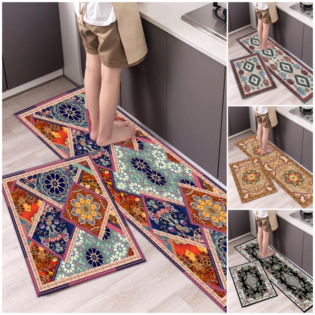 💥49% zľava 【40*60cm+40*120cm】🌺Protišmykový kuchynský koberec Dlhý savý kuchynský koberec