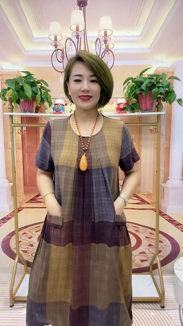 👗❤️【50-100 kg】2026 Sukienka podróżna w kratę, swobodna, modna i wygodna sukienka dla mamy