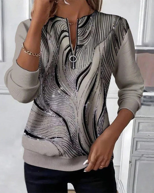 🔥【Gorący produkt!】(S-5XL)Swobodna bluza z kapturem i nadrukiem, zapinana na zamek