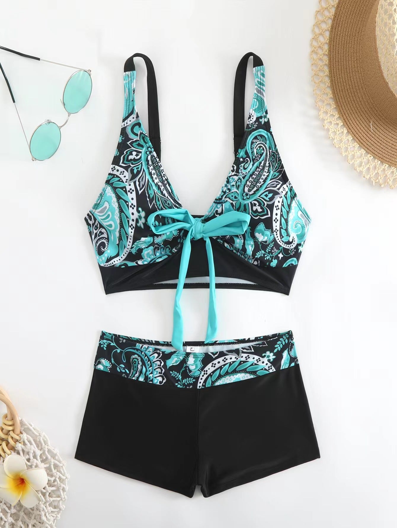 🏊👙【S-5XL】🌴Poletne elegantne kopalke za večje številke s potiskom, modne in lepe, ohlapne in udobne