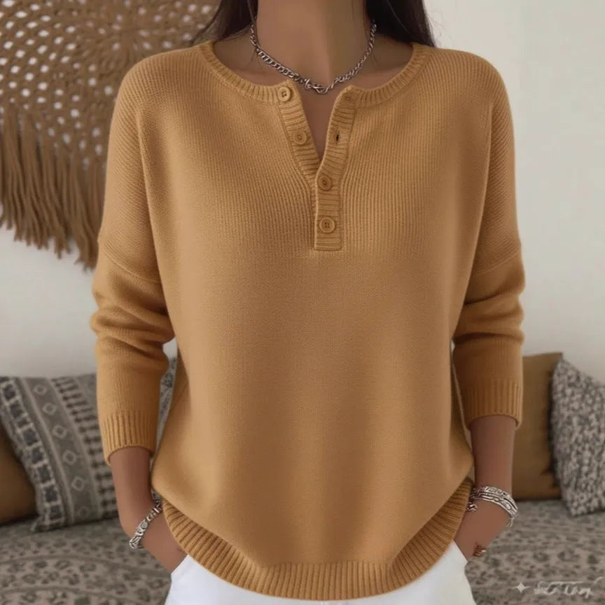 💟 ✨【S-2XL】Damski jednokolorowy sweter z dekoltem V, luźny i casualowy