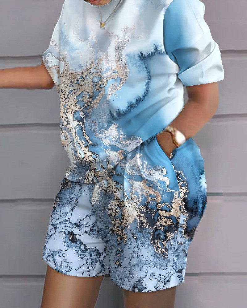 😍 Modny damski garnitur casual w stylu hip-hop (top + spodenki)