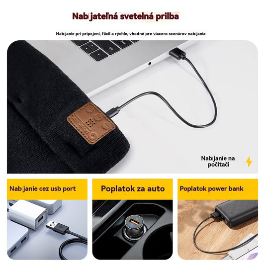 🔥🧢Nabíjecí LED čepice s Bluetooth,Zůstaňte v teple💡