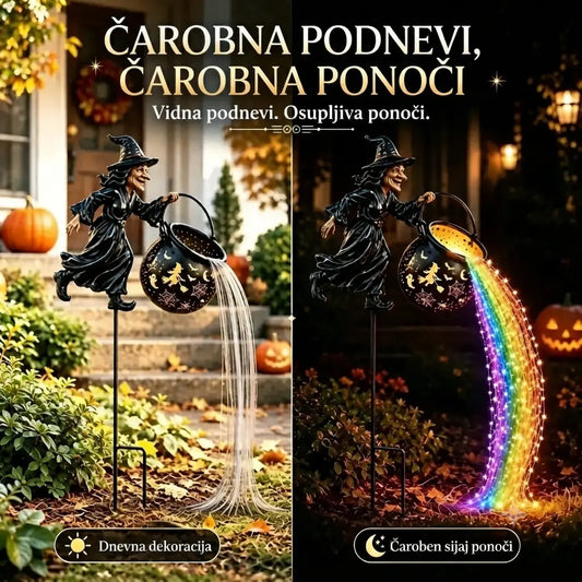 🧙♀️🎃 Vrtna svetilka v obliki čarovniškega kotla z LED osvetlitvijo – osupljiva zunanja dekoracija 🔮✨