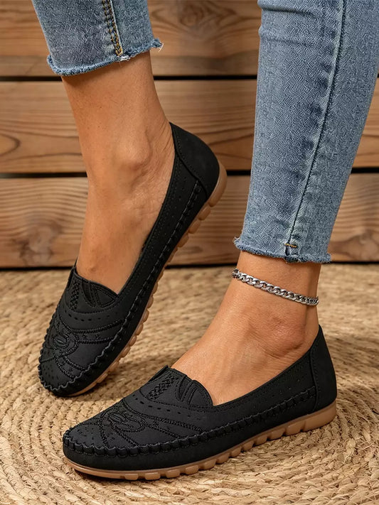 【36-43】Retro stil perforiranih balerink za prosti čas|Mehak podplat, udobje za vsak dan|Brez oblačenja, večje velikosti