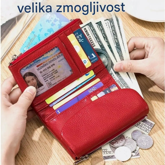 Unisex denarnica Pebble iz pravega usnja z RFID zaščito