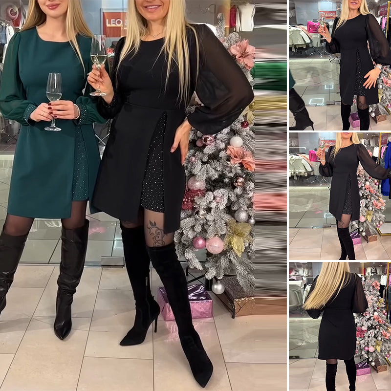 ššćS-5XLćNowa, ciepÅa i modna sukienka w jednolitym kolorze