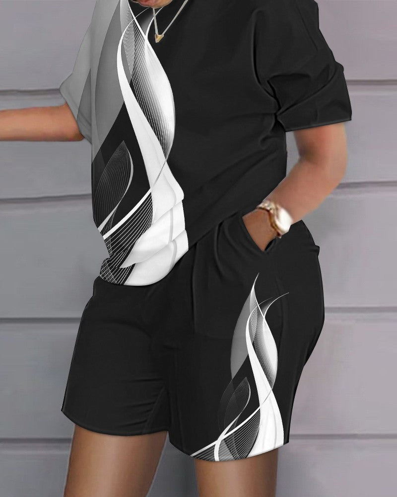 😍 Modny damski garnitur casual w stylu hip-hop (top + spodenki)