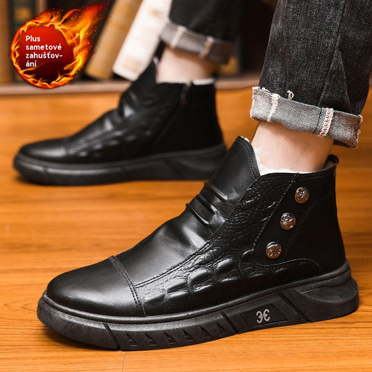 【39-44】⛄Pánské sněhule z pravé kůže, podšívka z bavlněné kůže, teplé, protiskluzové, voděodolné, pohodlné a všestranné pánské bavlněné boty.