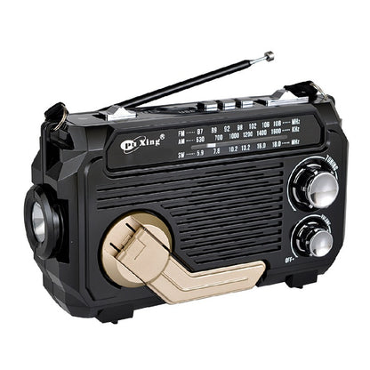 🔥Prodajni hit🔥🔦 Prenosni zasilni radio s polnjenjem na ročni pogon in LED-lučko