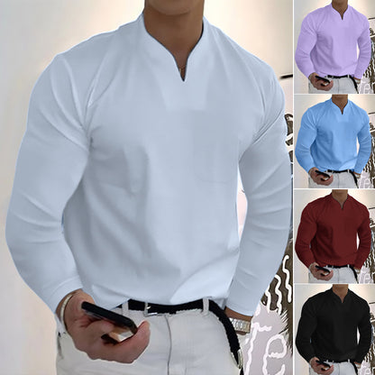 👔🔥🔥【S-5XL】Męska bawełniana koszula z dekoltem w serek