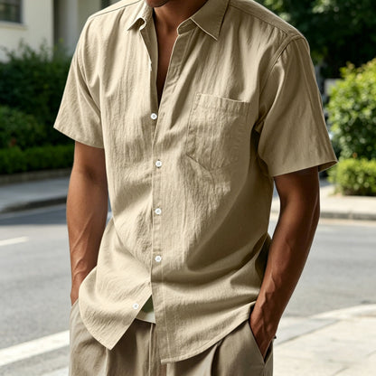 🏆👕【¡Más vendido!🔥】【Tallas S-4XL】 Camisa casual de lino para hombre, nueva colección 2026, con cuello. Ligera y transpirable.