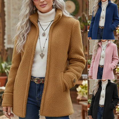 🛒Dámska ležérna bunda na zips z jahňacej vlny