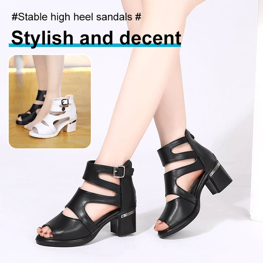 🏆【35-41】2025 nowe letnie sandały z grubymi obcasami i wydrążonym pyskiem ryby