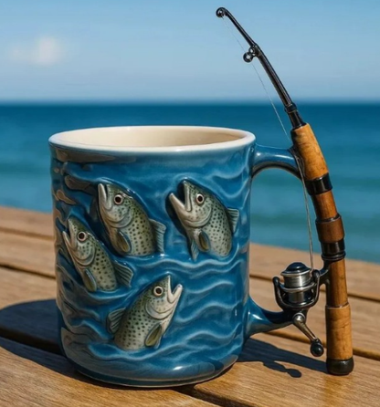 🎣☕Nov ribiški vrček Kreativen vrček iz smole, posebej zasnovan za ljubitelje ribolova.