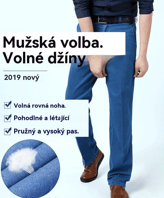 👖👖 Pánské klasické džíny s vysokým pasem ve velkých velikostech, nový model 2025