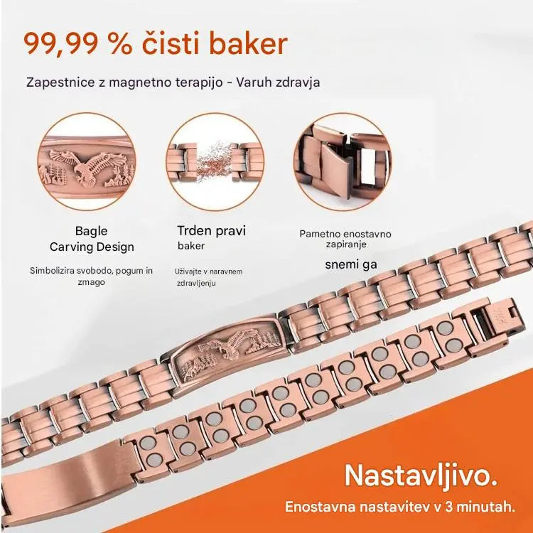 🔥【Zapestnica + ogrlica】Moška magnetna zapestnica z vzorcem orla