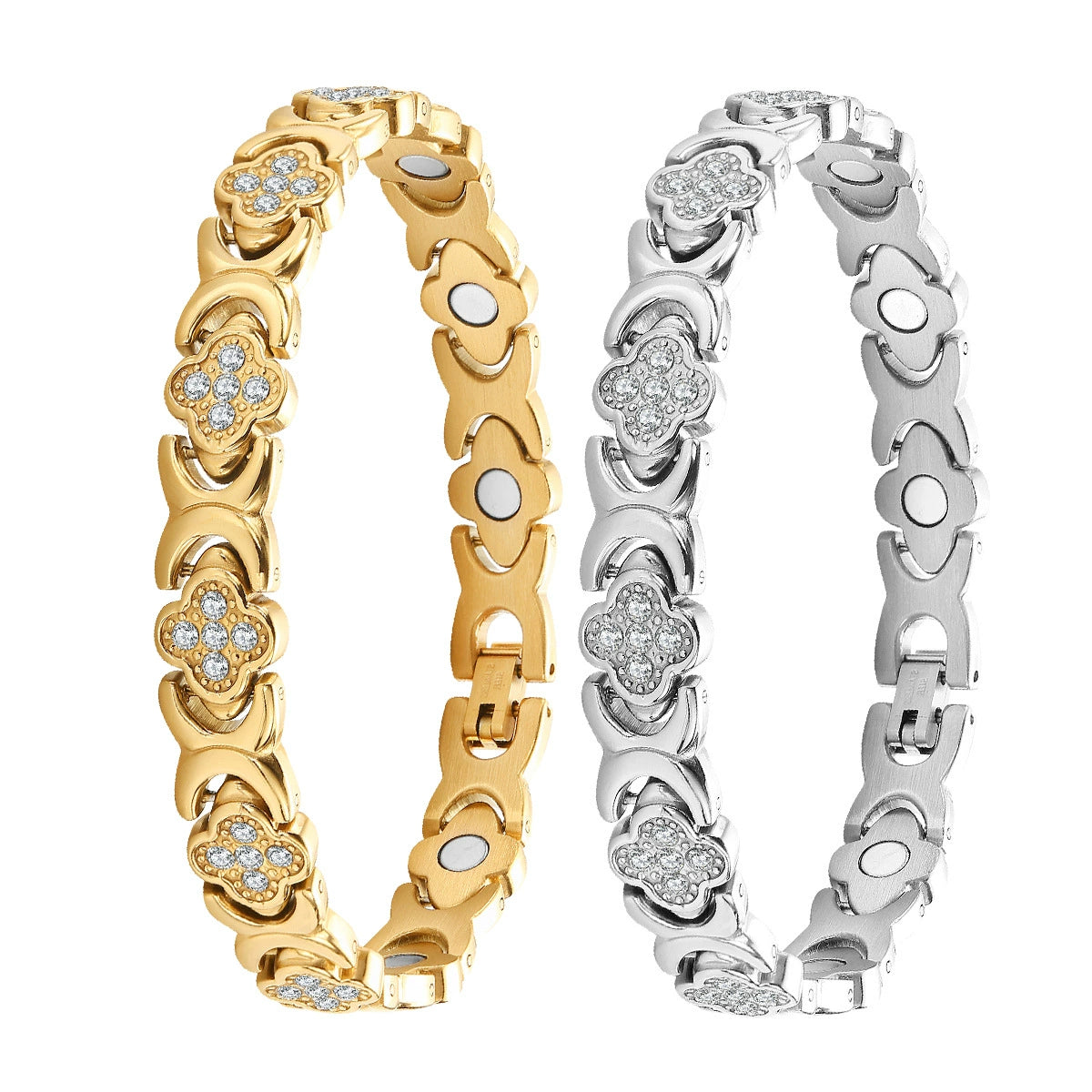 Magnetický náramek Clover Diamond - Objevte své tajemství úlevy od stresu, magnetické posílení wellness