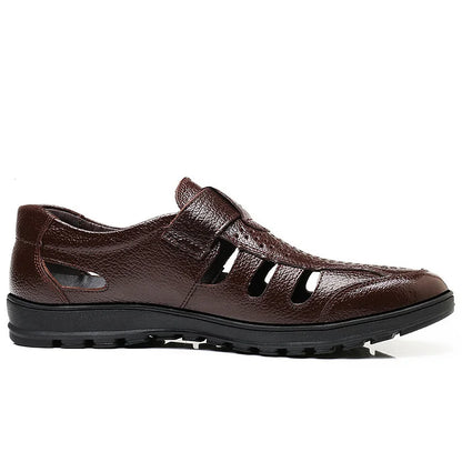 【39-44】👍Męskie oddychające sandały letnie ze skóry naturalnej