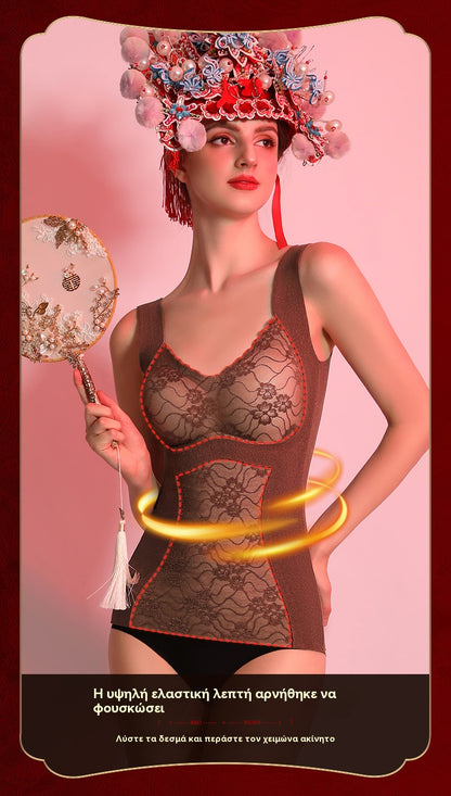 Termo telovnik, vključno z ogrevanim nedrčkom za oblikovanje, dvižnimi trakovi, prsnimi blazinicami in antibakterijskim nedrčkom iz kašmirja 7A