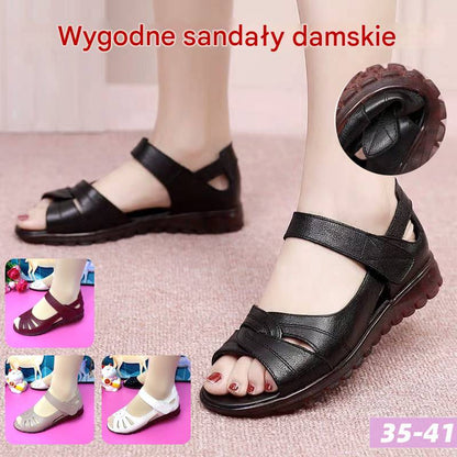 🔥【35-41】Wciąż nowe na lato, wygodne damskie skórzane sandały z miękką podeszwą