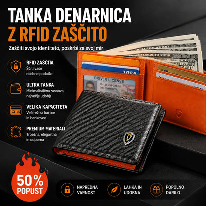 Tanka moška denarnica z RFID blokado