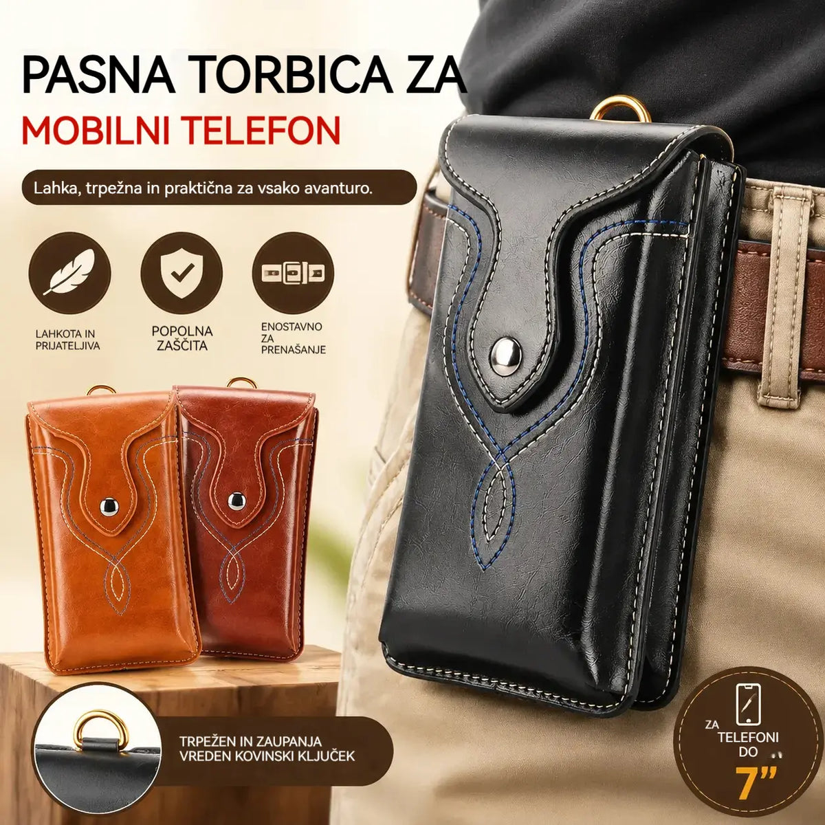 Riñonera multifuncional de doble capa para hombre