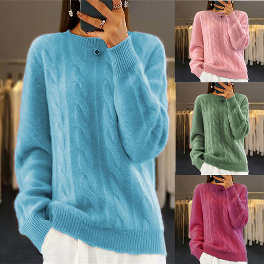 Jesienny i zimowy nowy, jednokolorowy, wysokiej jakości wełniany sweter