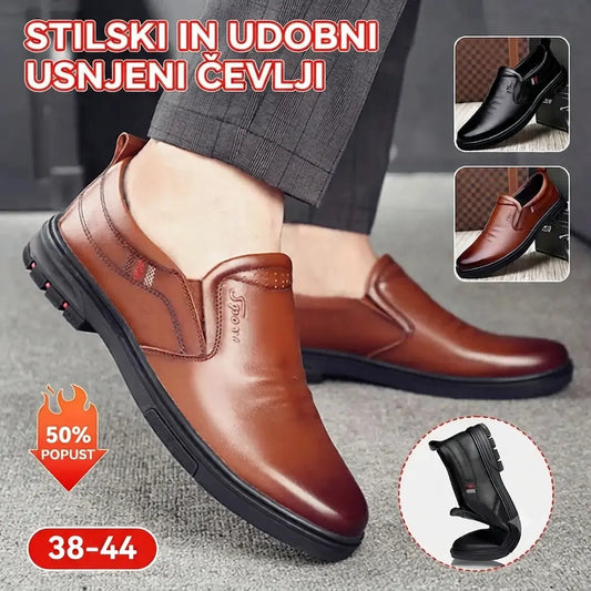 【38-44】Najnovejši moški usnjeni poslovni čevlji leta 2026