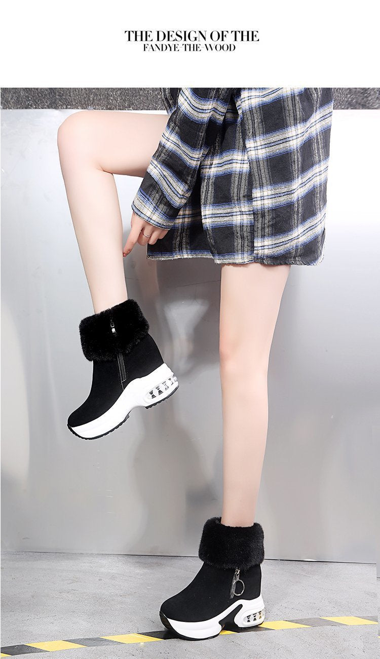 【35-43】💕2024 nowe zimowe damskie pluszowe bawełniane buty na grubej podeszwie