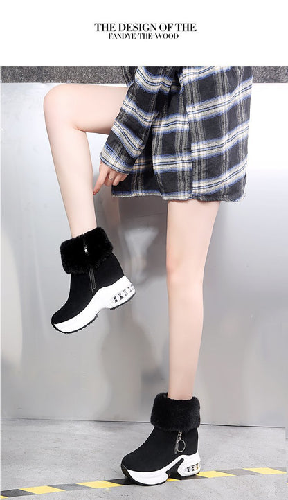 【35-43】💕2024 nowe zimowe damskie pluszowe bawełniane buty na grubej podeszwie