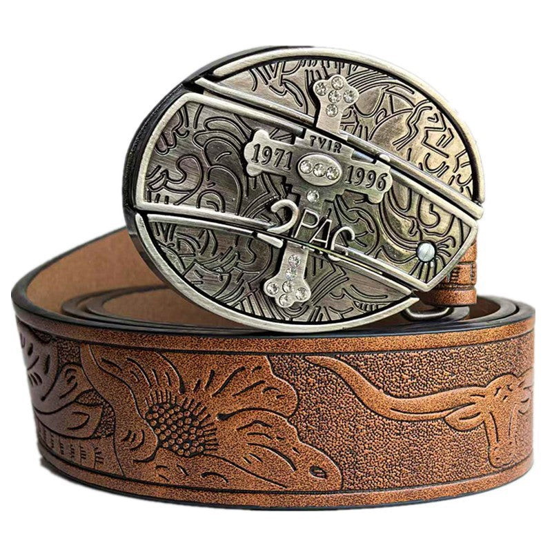 🎁👍Męski pasek z wytłoczeniami i wbudowanym nożem