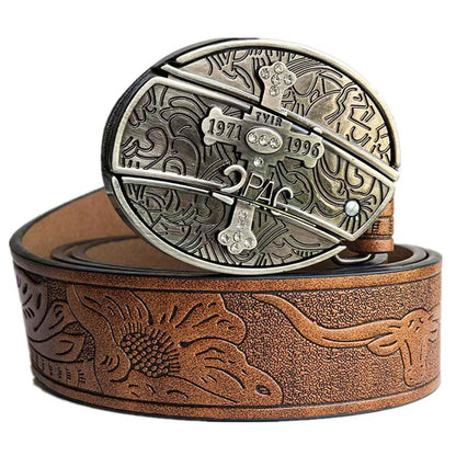 🎁👍Męski pasek z wytłoczeniami i wbudowanym nożem