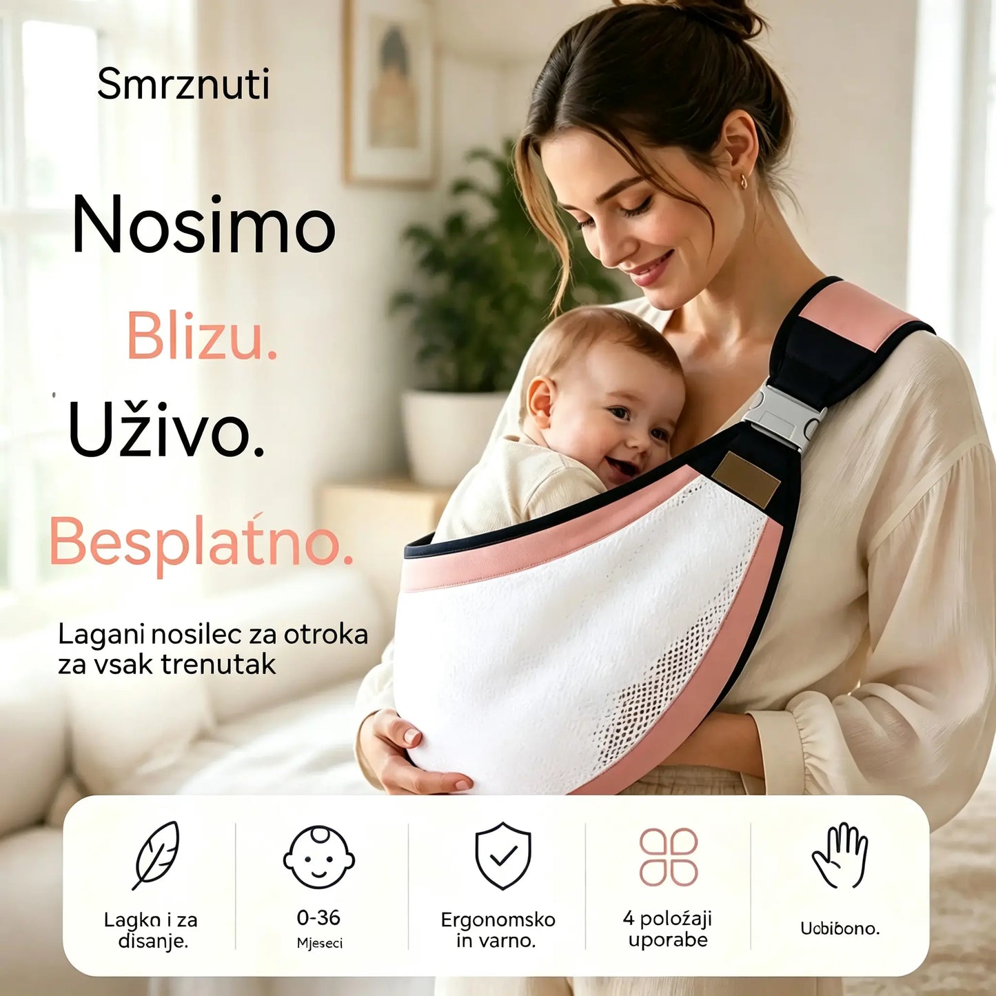 👶 Lahka ergonomska nosilka za dojenčke | Popolna za sprehode in potovanja ✈️