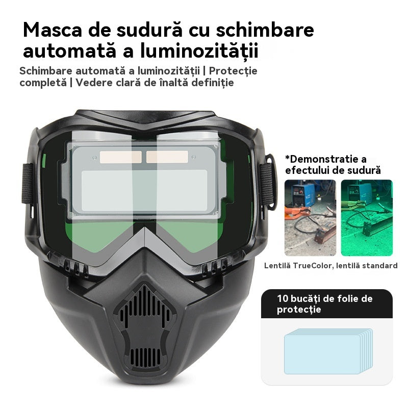 🔥😎Popolnoma avtomatska varilska čelada z zaščitno masko za varilce, ki se namesti na glavo in menja z lučjo