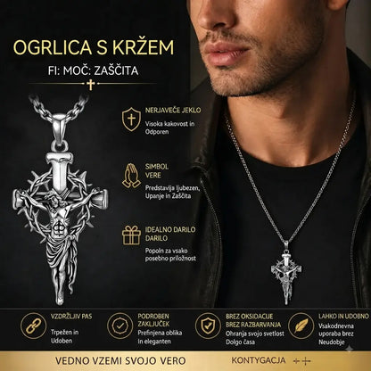 🔥Ogrlica s križnim obeskom in avreolo iz trnov