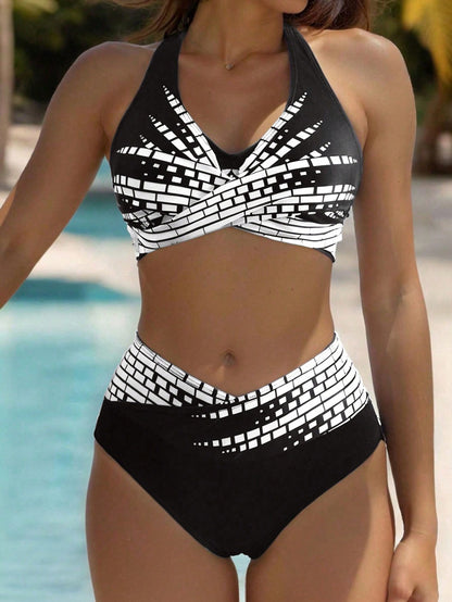 👙 【L–XL】👉 Dwuczęściowe bikini dla kobiet w większych rozmiarach ✅ Wysoki stan ✅ Wysoka elastyczność