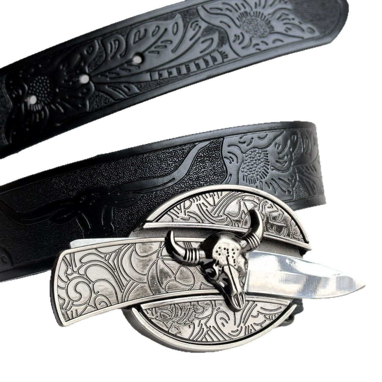 🎁👍Męski pasek z wytłoczeniami i wbudowanym nożem