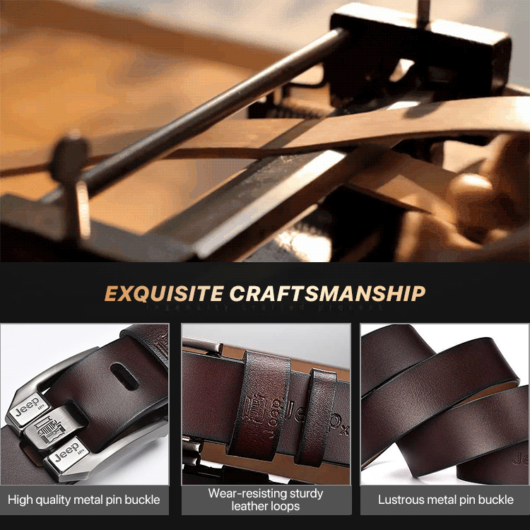 👖 Vysoce kvalitní pánský retro pásek, džínový pásek, přezka z pravé kůže, jednoduchá a módní přezka, vybraná jednovrstvá hovězí kůže, pevná a odolná