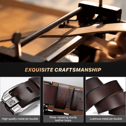 👖 Vysoce kvalitní pánský retro pásek, džínový pásek, přezka z pravé kůže, jednoduchá a módní přezka, vybraná jednovrstvá hovězí kůže, pevná a odolná