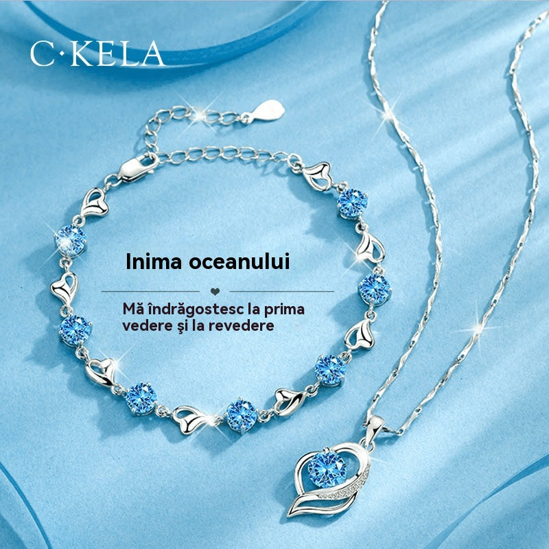 ✨💎💎Serce oceanu bransoletka + naszyjnik zestaw