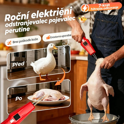 🐓🦆Prenosni električni pulilec perja za kokoši, race, gosi in perutnino (polnjenje prek USB-ja)