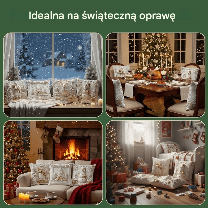 🎅🎄Poszewka na poduszkę z motywem świątecznym 【Zestaw 4 elementów】