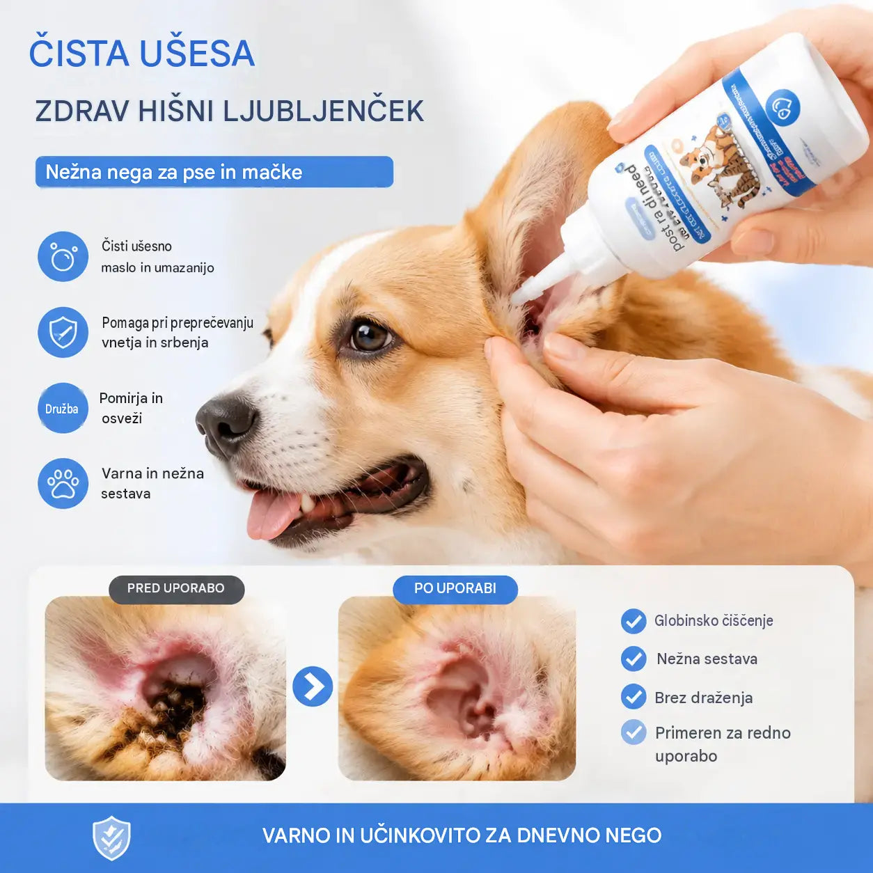 🐶🐱 Čistilo za ušesa za lajšanje srbečih ušes pri psih in mačkah.