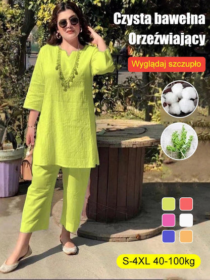 【40-100 KG】2024 Nowe garnitury letnie o temperamencie/dojazdy do pracy z bawełny lnianej-3641071