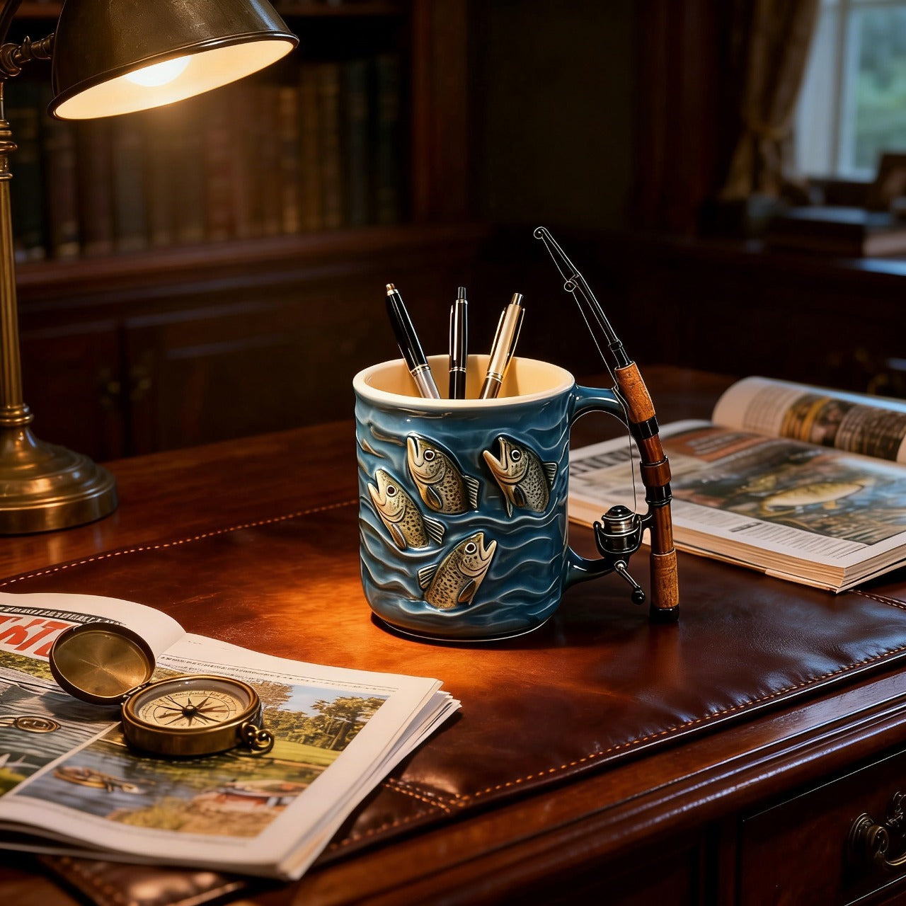 🎣☕Nov ribiški vrček Kreativen vrček iz smole, posebej zasnovan za ljubitelje ribolova.