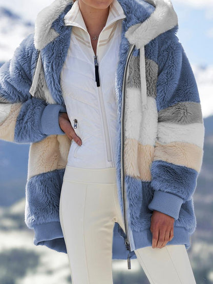 ☃️❄️【Kupite 1, dobite 1 brezplačno】[S-5XL] Ženska jakna 2025 s kontrastnimi črtami iz debelega pliša