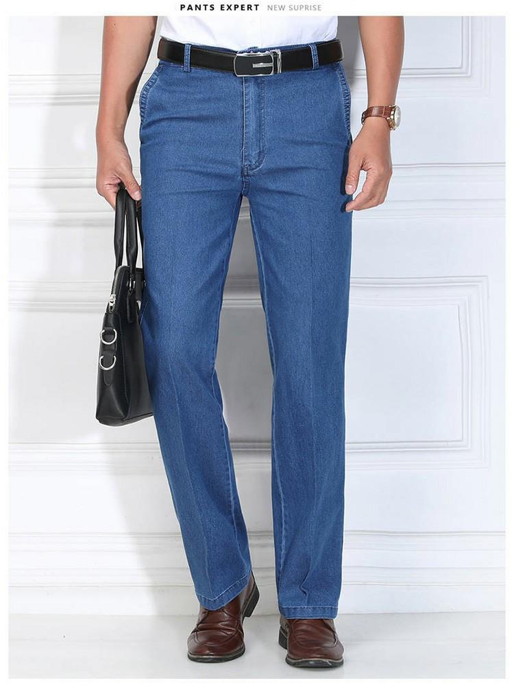 2024 Nové pánské elastické džíny větší velikosti s vysokým pasem