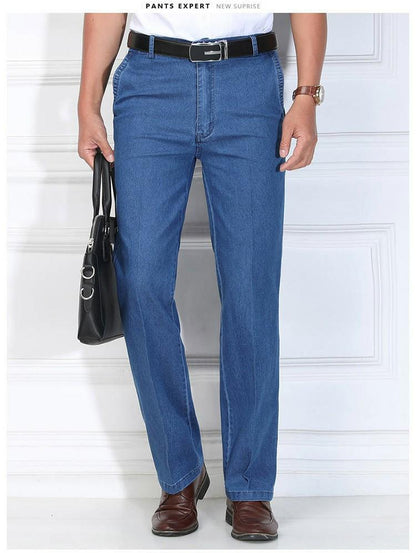 2024 Nové pánské elastické džíny větší velikosti s vysokým pasem